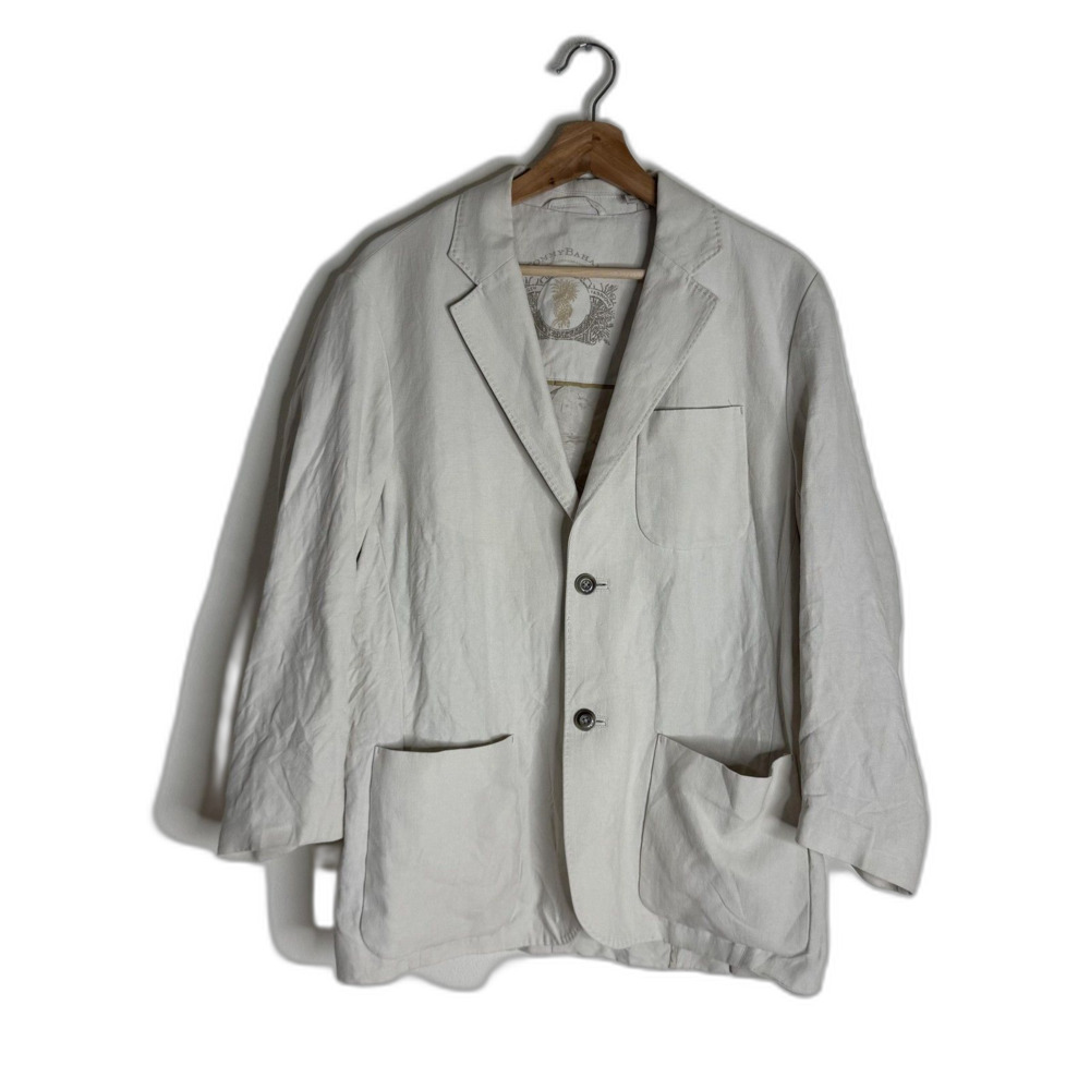 Tommy Bahama Blazer Mens Small Beige Linen Silk Blend Unstructured Casual Jacket